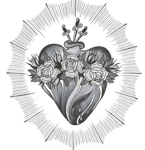 Black And White Image Sacred Heart Tattoos Jesus Tattoo Sacred Heart