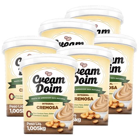 Pasta De Amendoim Integral Cremosa Cream Doim 6 Unidades Em
