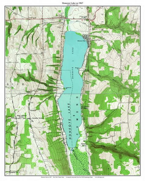 Honeoye Lake 1967 Custom Usgs Old Topo Map New York Finger Lakes