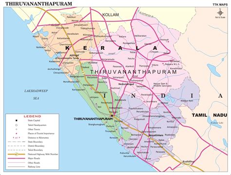 The indian state of kerala borders with the states of tamil nadu on the south and east, karnataka on the north and the arabian sea coastline on the west. Kerala Tourism: Thiruvananthapuram