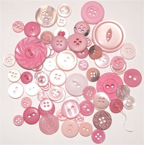 65 Light Pink Buttons Hand Dyed With Holes Round Circular Lot Etsy