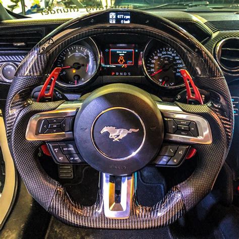 2015 2017 Ford Mustang Custom Carbon Fiber Steering Wheel W Led Rpm D