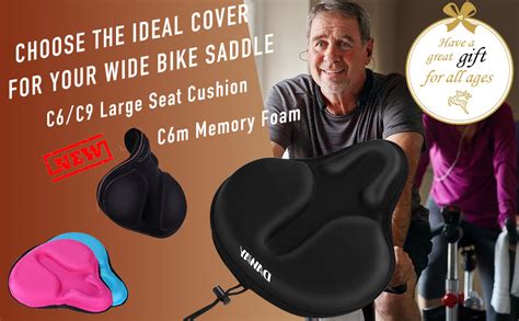 Daway Comfortable Exercise Bike Seat Cover C6 Large Wide Foam And Gel Padded Bicycle