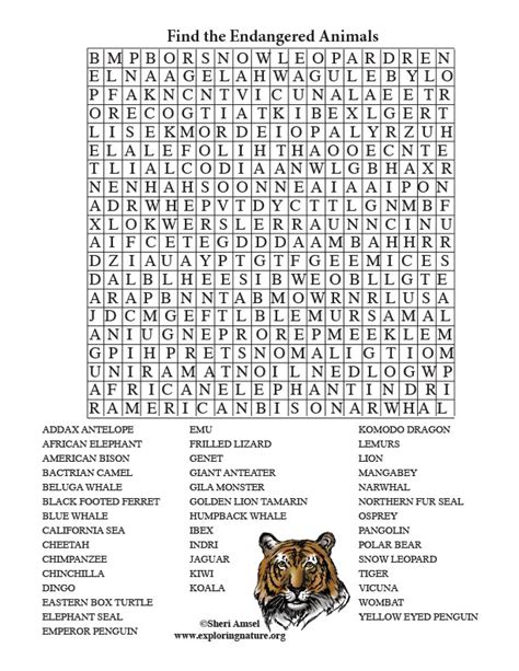 Hard Animal Word Search Printable
