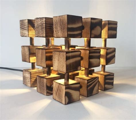 Wood stela 17 table lamp. Wooden Rubik Cube Table Lamp • iD Lights