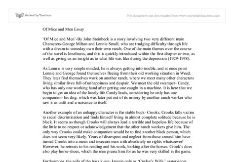 Of Mice And Men Essay Gcse English Marked By