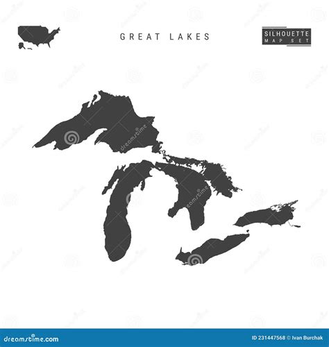 Great Lakes Of North America Series Of Freshwater Lakes Political Map Vector Illustration