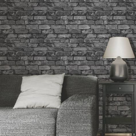 Free Download Details About Rustic Brick Effect Wallpaper 10m Charcoal