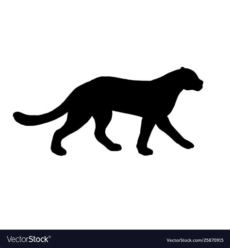 Flat Black Silhouette Leopard Panther Royalty Free Vector