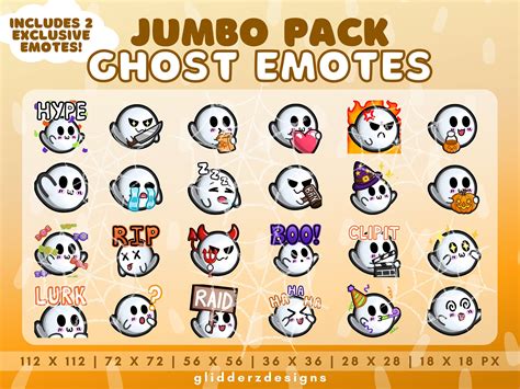 Jumbo Pack Ghost Emotes Twitch Cute Halloween Twitch Emotes Etsy In