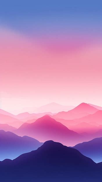 Premium Photo A Pink And Purple Sunset With Mountains In The Background