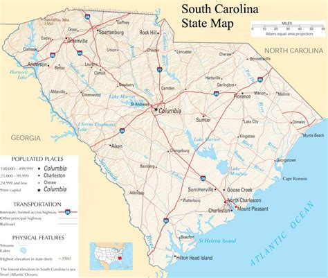 ♥ South Carolina State Map A Large Detailed Map Of South