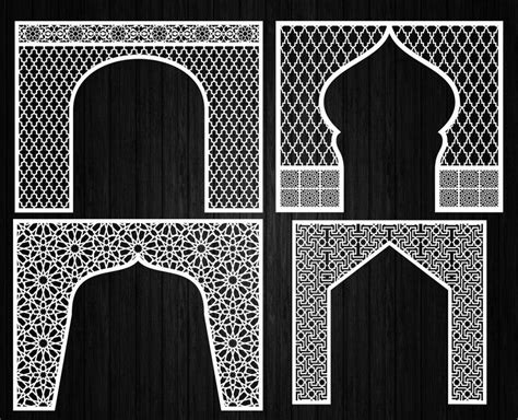Set Of 20 Vector Arab Arches Dxfsvgai Formats For Laser Plasma And