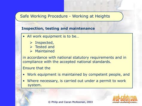 Electricity has become an essential part of our everyday life. PPT - Safe Working Procedure - Working at Heights ...