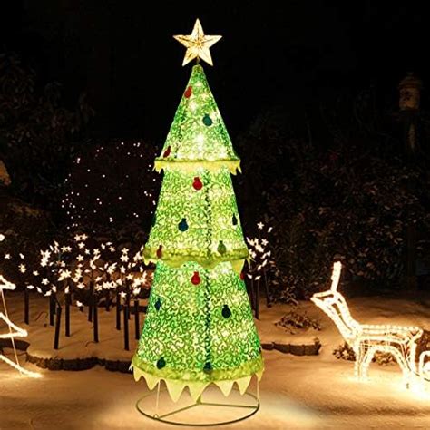 Atdawn 6ft Pre Lit Light Up Christmas Tree Collapsible Christmas Tree