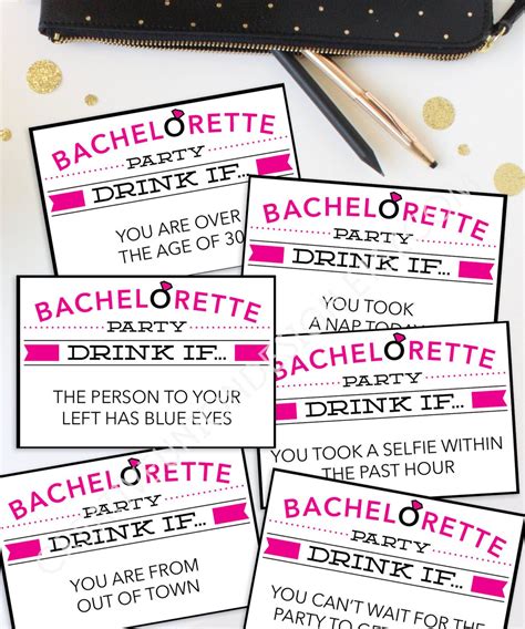 Bachelorette Party Game Drink If Game Printable Etsy Bachelorette