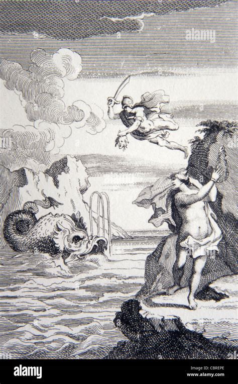 Perseus Flies Above Libya To Free Andromeda Engraving By William