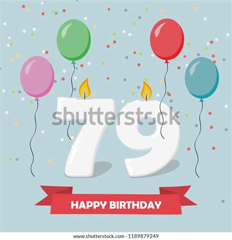 stock vektor „79 years selebration happy birthday greeting“ bez autorských poplatků 1189879249