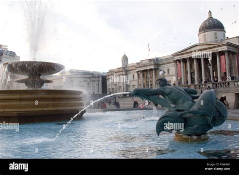Fountains And The National Gallery In Trafalgar Square London Gb Uk