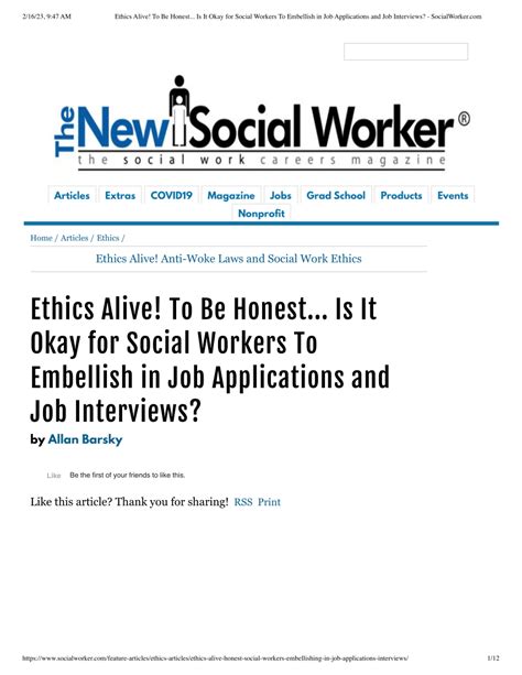 pdf ethics alive to be honest is it okay for social workers to embellish in job