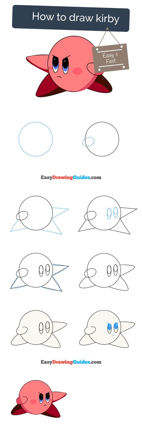 How To Draw Kirby Easy Step By Step Tutorial Easy Drawing Guides