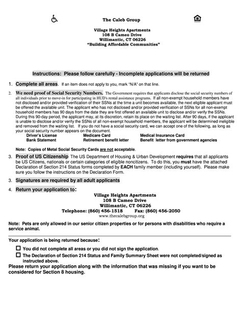 The Caleb Group Application For Assisted Section 8 Housing 2011 2021