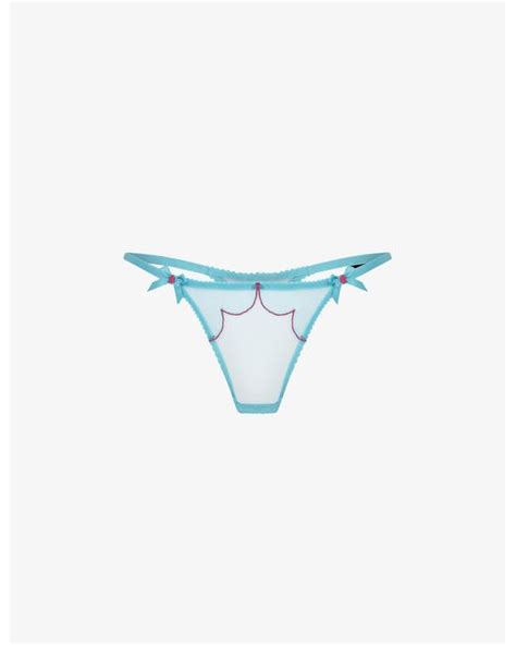 Agent Provocateur Synthetic Lorna Low Rise Mesh Thong In Teal Pink