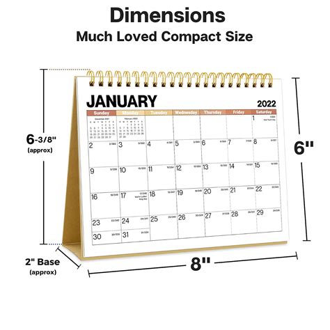 Dunwell Small Desk Calendar 2022 Gold 8x6 Use Small Standing
