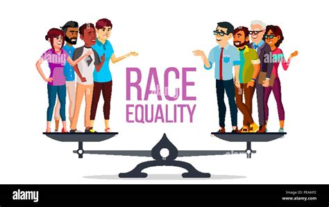 Race Equality Vector Standing On Scales Equal Opportunity No Racism