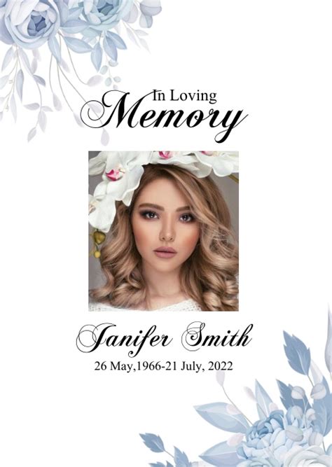 Copy Of Funeral Announcement Card Postermywall