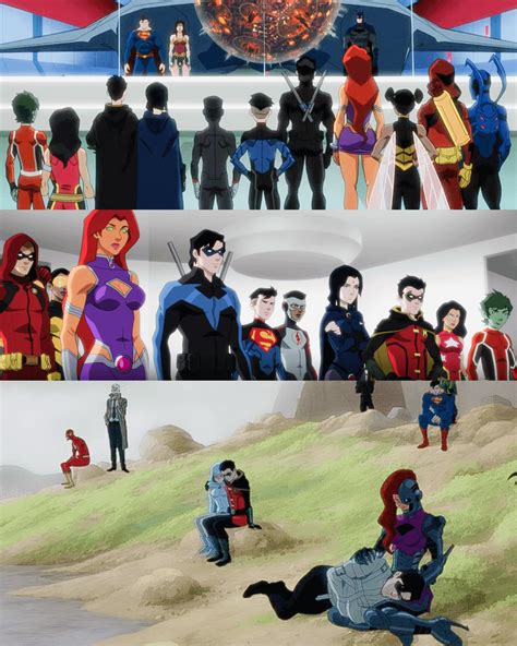 [other] titans damirae nightwing and starfire in jld apokolips war r dccomics