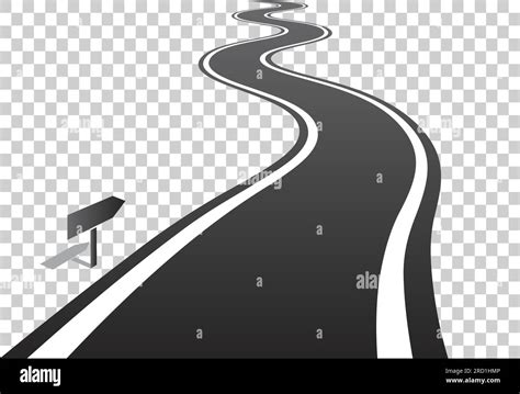 Winding Road With White Lines Leaving Over The Horizon Vector