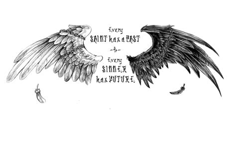 What is the meaning of an angel and devil wings tattoo? Great idea for a tattoo | Wings tattoo, Wing tattoo ...