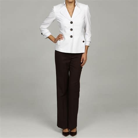 Tahari Asl Womens White Jacket Pant Suit Free Shipping Today