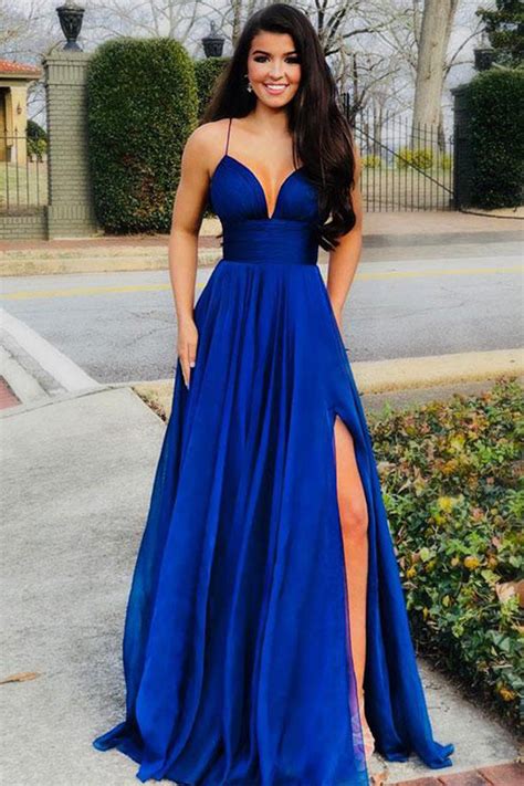 Elegant Royal Blue Spaghetti Straps Prom Dresses Formal Evening Dress Laurafashionshop