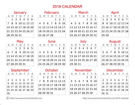 2018 Calendars Download Quality Calendars