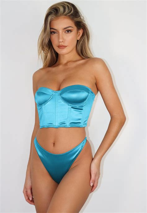 Teal Satin Thong Missguided Ireland