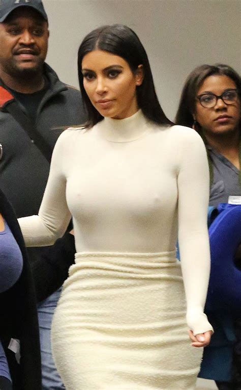 Oops Kim Kardashians Tight White Top Cant Hide Everything See The