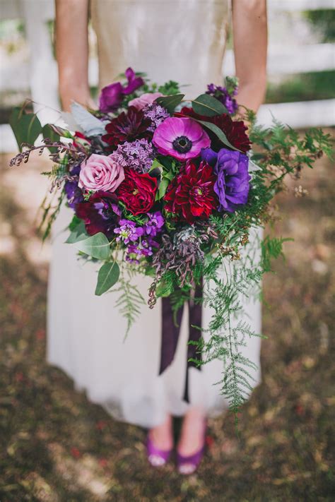 Jewel Tone Bridal Bouquet Purples Pinks And Greys Luxe Botanique