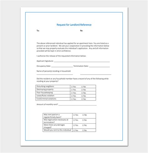rental reference letter template  samples examples
