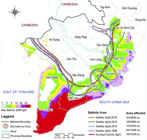 Coastal Areas Of The Vmd Affected By Saltwater Intrusion In The Dry