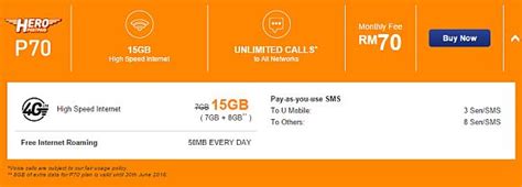 All ultra mobile accounts include international roaming and wifi calling capabilities. U Mobile's Hero Postpaid now offers 15GB of data at RM70 ...