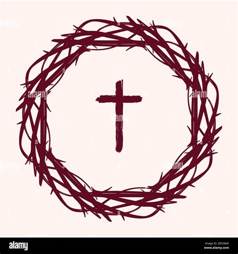 Crown Of Thorns And Cross Easter Religious Symbol Of Christianity Hand