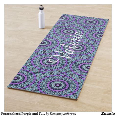 Personalized Purple and Turquoise Mandala Yoga Mat | Personalized yoga