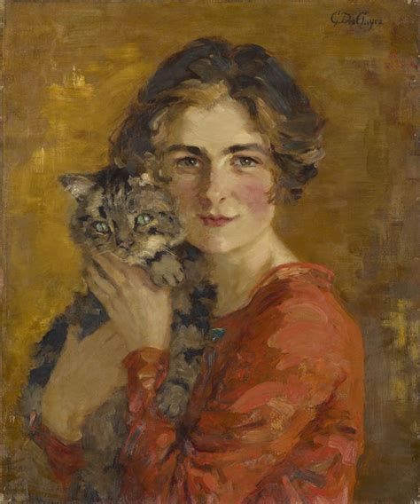 Gertrude Des Clayes 1879 1949 Woman And Cat Before 1936 Oil On