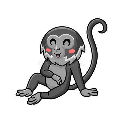Cute Black Spider Monkey Cartoon Sitting Stock Vector Illustration Of