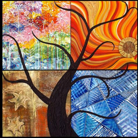 Four Season Tree Painting By Fernanda Santistevan