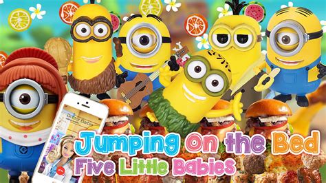 Five Minions Babies Jumping On The Bed Kids Songs Nursery Rhyme Toy