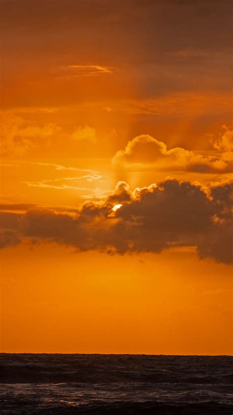 Download Wallpaper 938x1668 Sky Sunset Clouds Sea Horizon Iphone 8