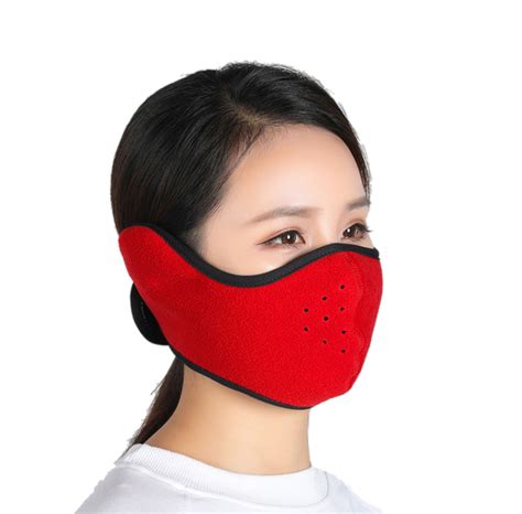 polar fleece winter face mask for men women fleece windproof half face mask with earflap for